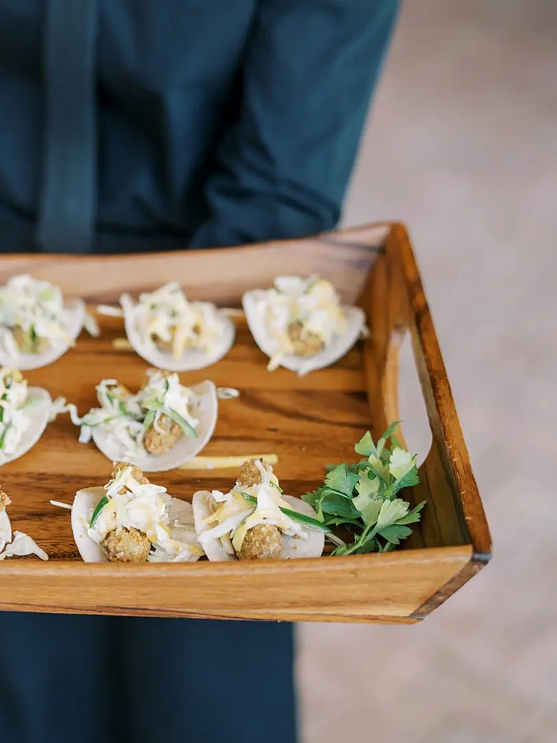 a tray of appetizer tacos