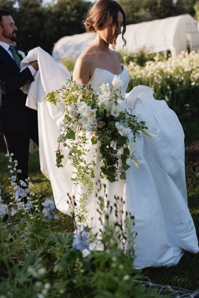 Eco-friendly wedding flowers designed by an Austin wedding florist who grows them on-site.