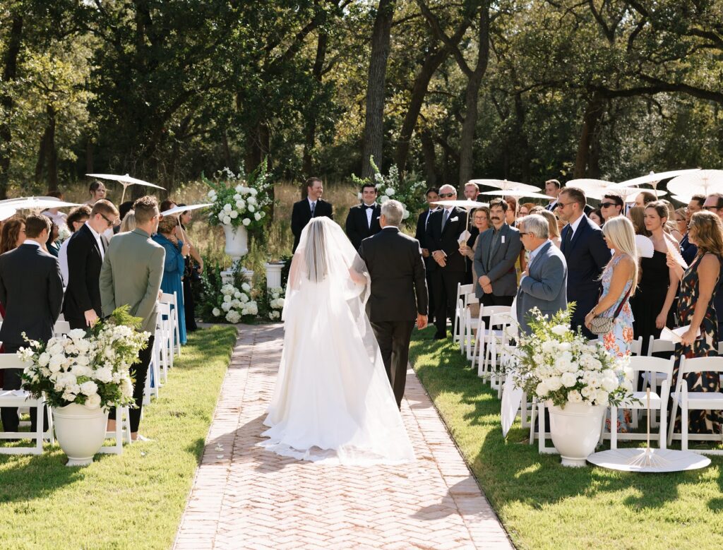 Summer wedding at Grand Lady Austin modern wedding venue with golden hour light.