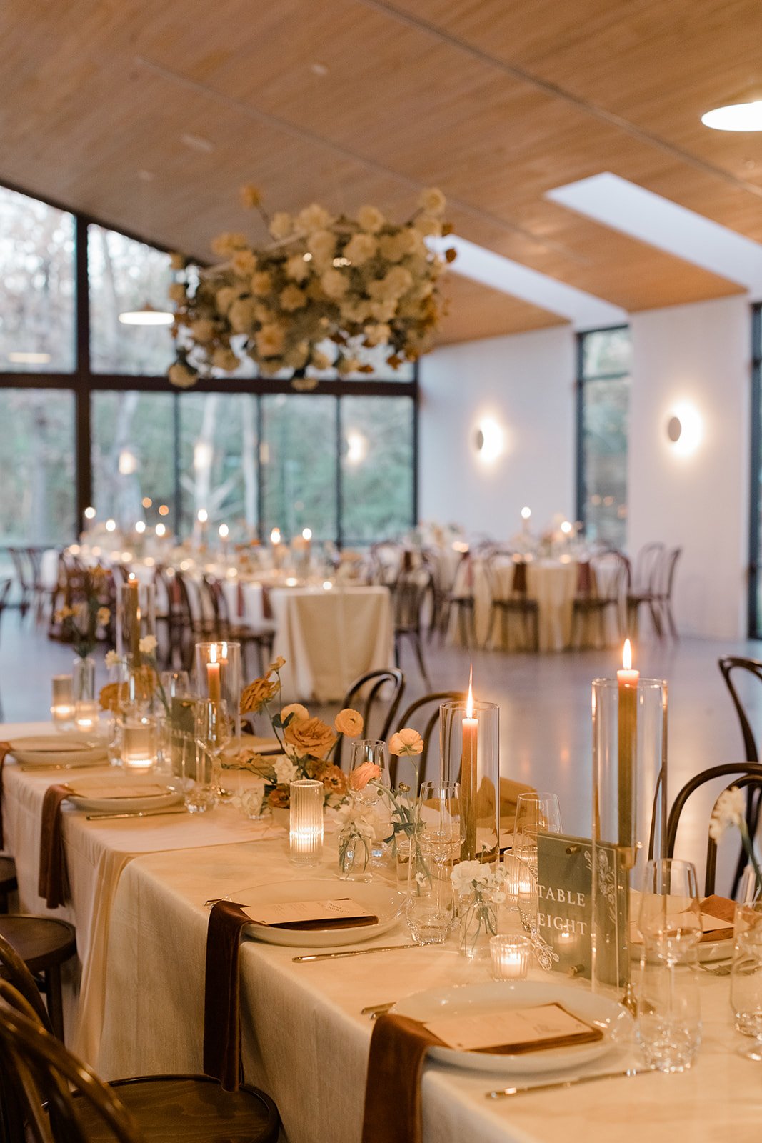 All-inclusive wedding venue in Austin, Texas — reception setup in the climate-controlled hall at The Grand Lady.